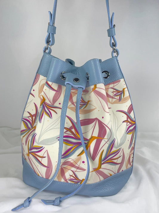 Secchiello KUSAMA azzurro artico e stampa Sterlizia