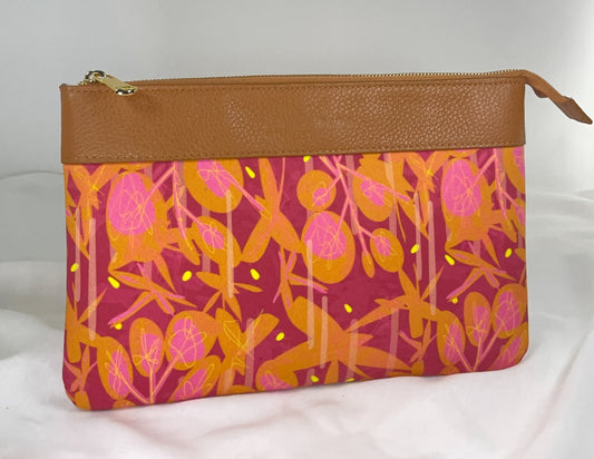 Pochette WONDER midi vera pelle cuoio e stampa Nanouk