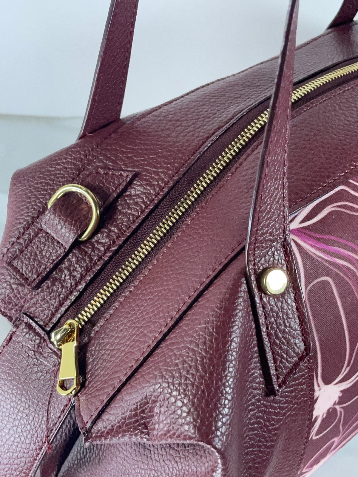 BOTERO vera pelle borgogna e stampa Light Bloom