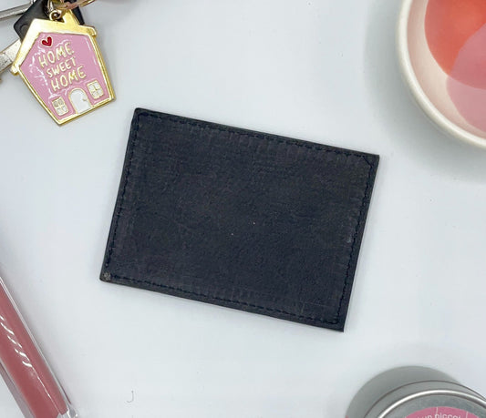 Portacarte, stampa Percorsi nero e pelle sfumatura tramonto