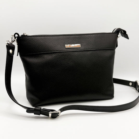 Tracolla MONDRIAN 4in1 monocolore in pelle nera