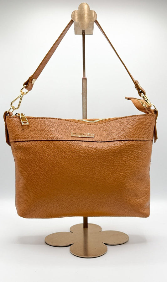 Tracolla MONDRIAN 4in1 monocolore in pelle cuoio