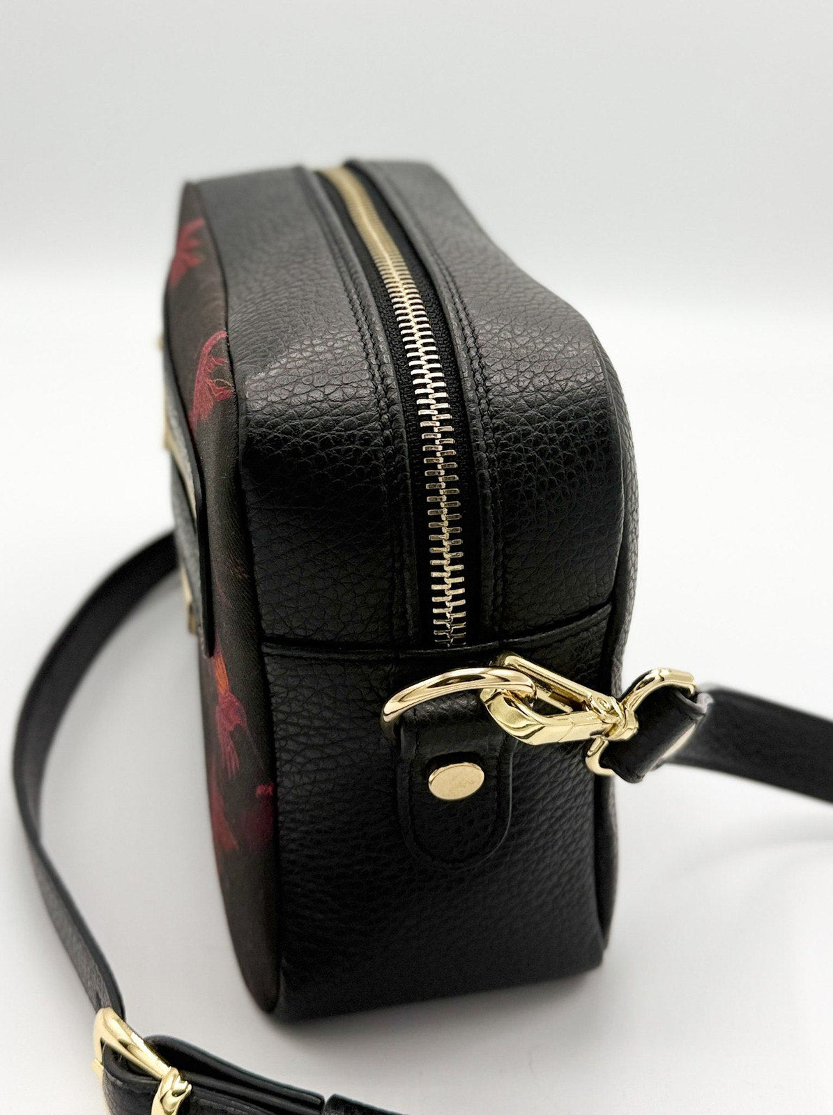 Tracolla Florence nera e stampa Colibrì