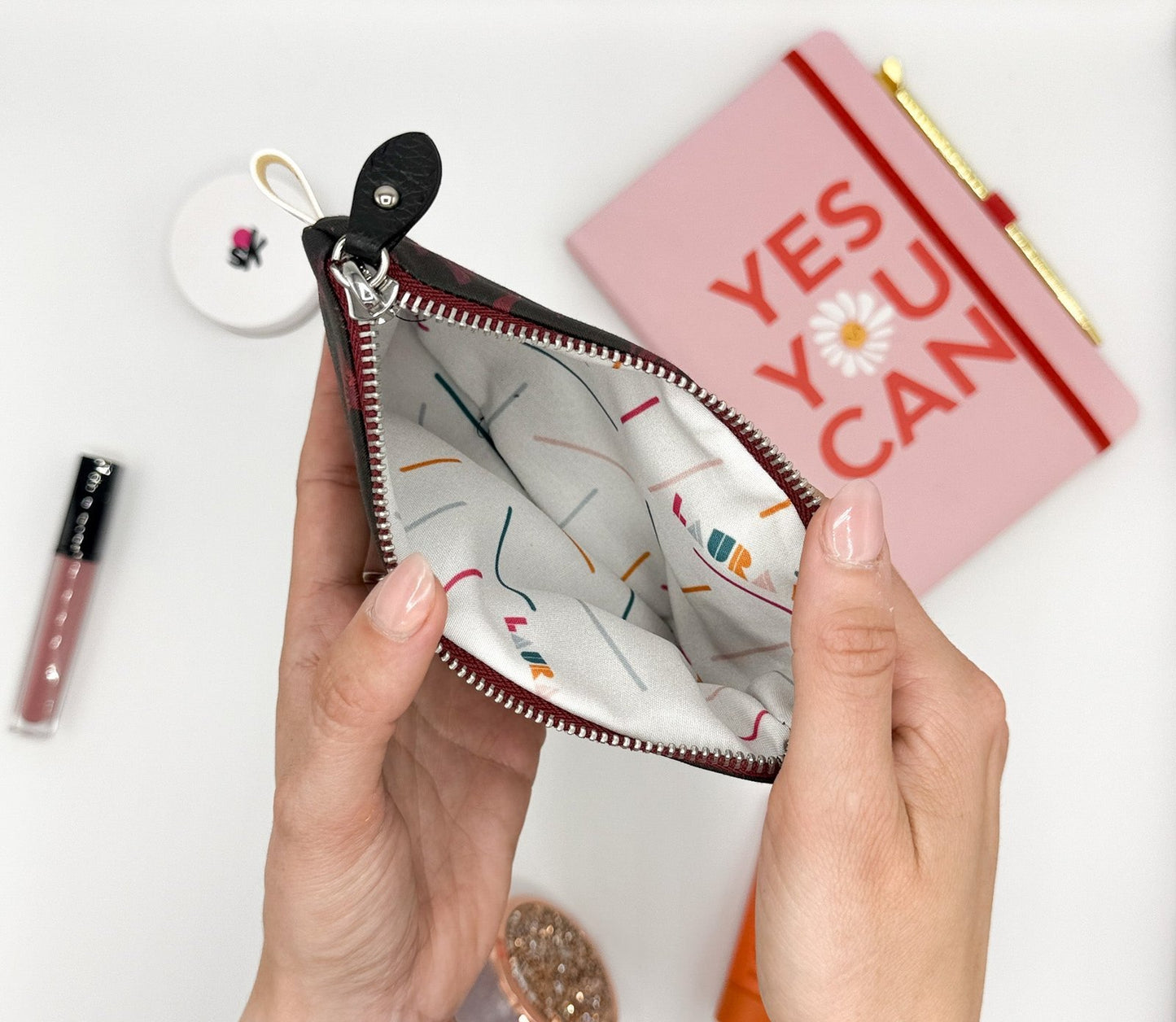 Pochette WONDER MINI con stampa Colibrì nera