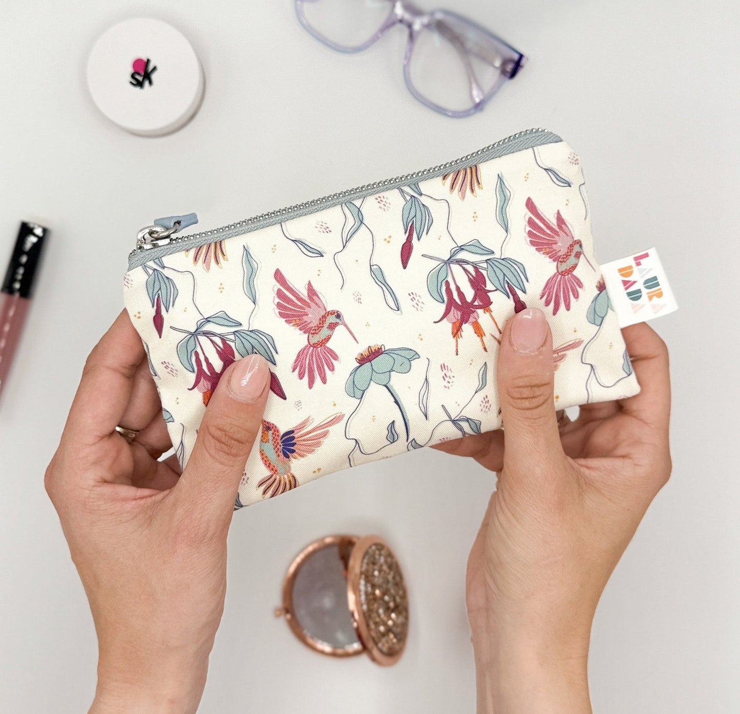 Pochette WONDER MINI con stampa Colibrì rosa