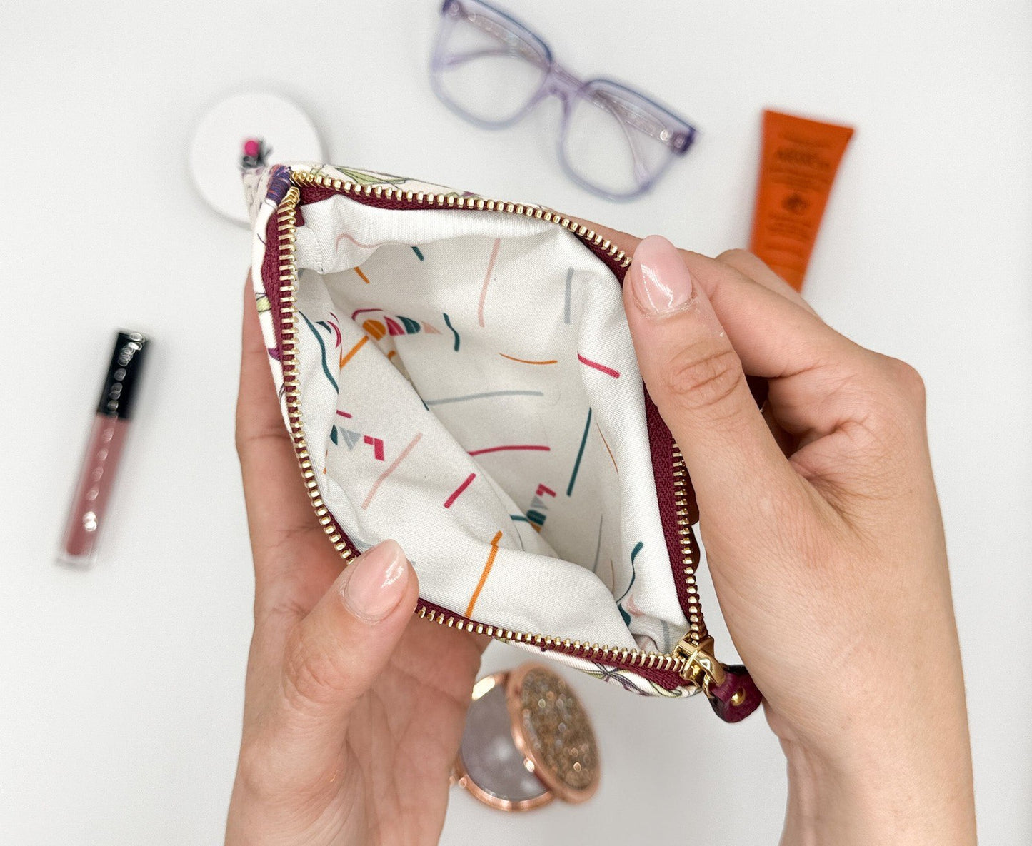 Pochette WONDER MINI con stampa Colibrì viola