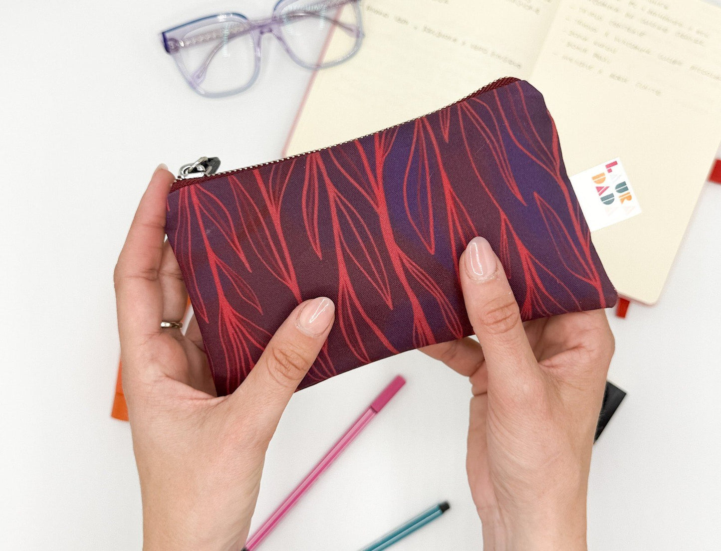 Pochette WONDER MINI con stampa Liana borgogna