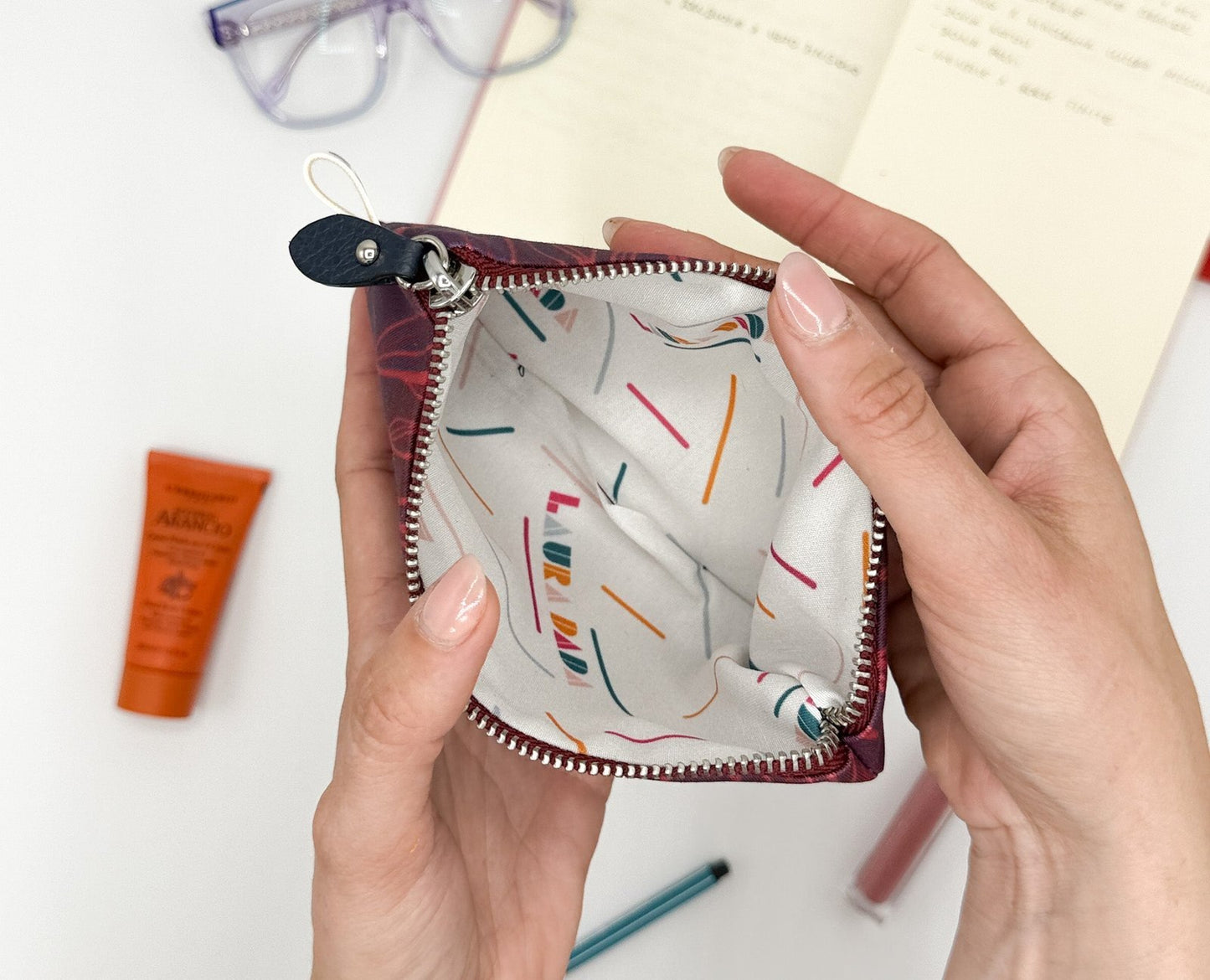 Pochette WONDER MINI con stampa Liana borgogna