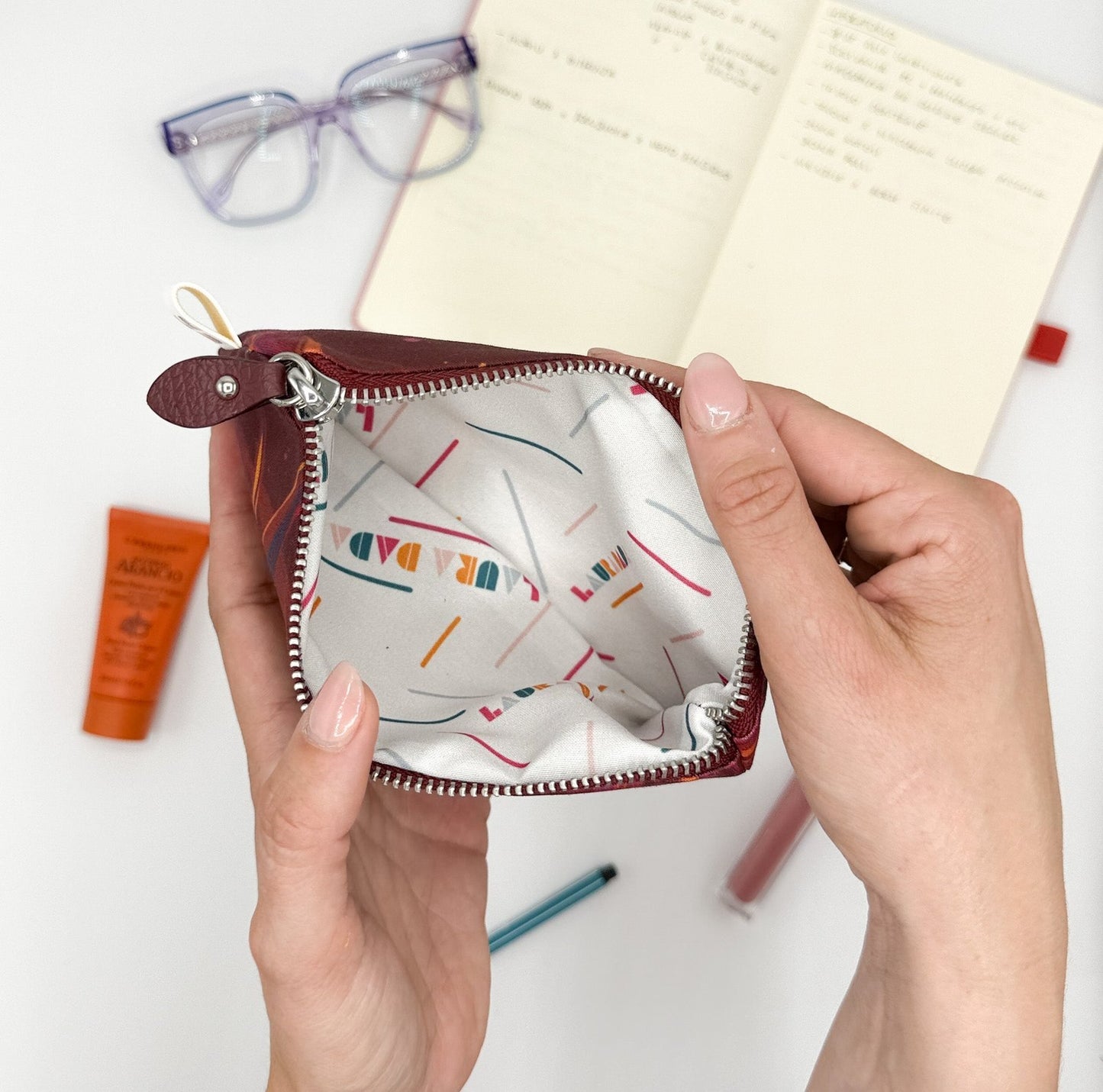 Pochette WONDER MINI con stampa Sterlizia borgogna