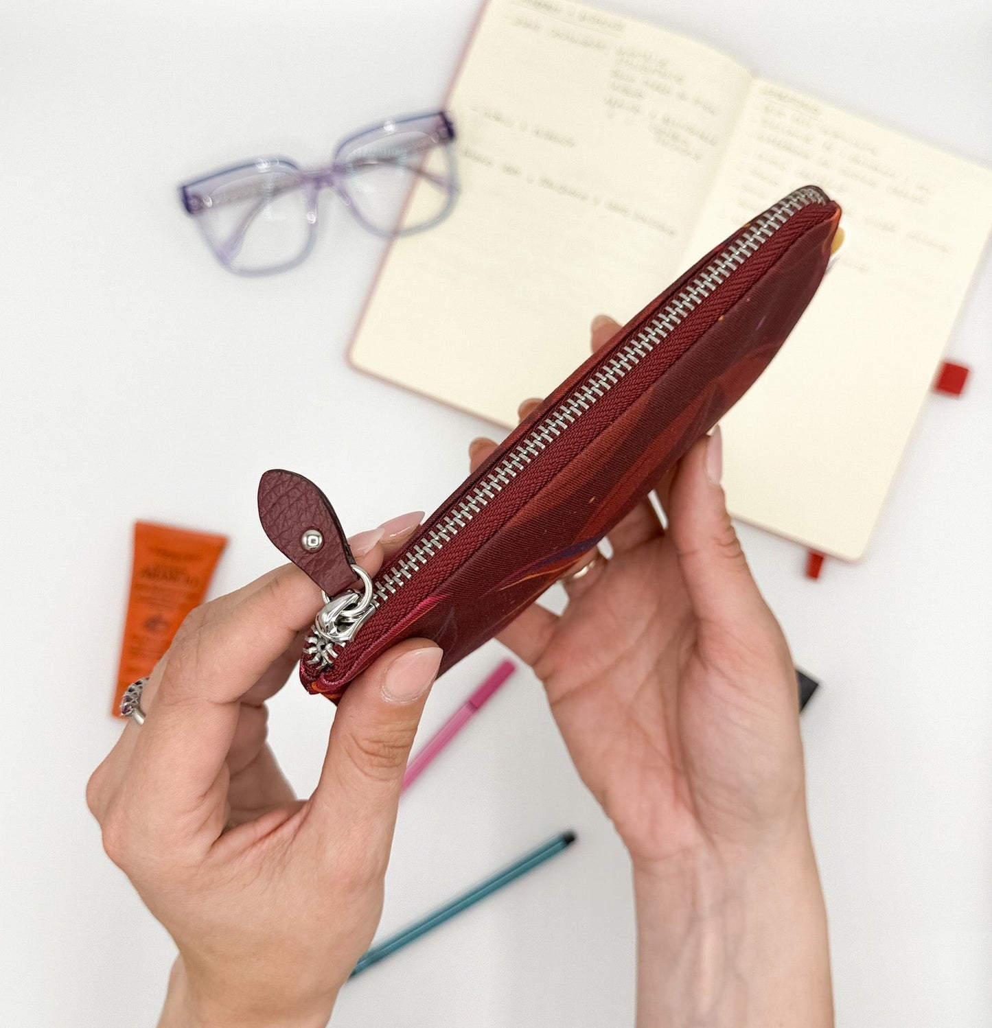 Pochette WONDER MINI con stampa Sterlizia borgogna