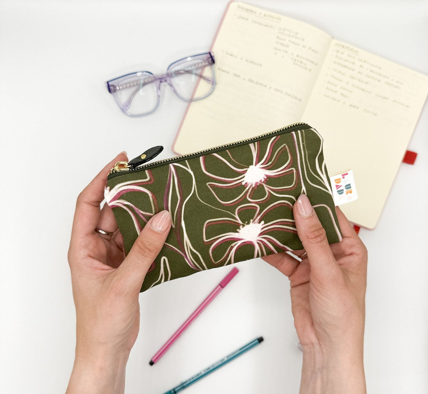 Pochette WONDER MINI con stampa Light bloom verde