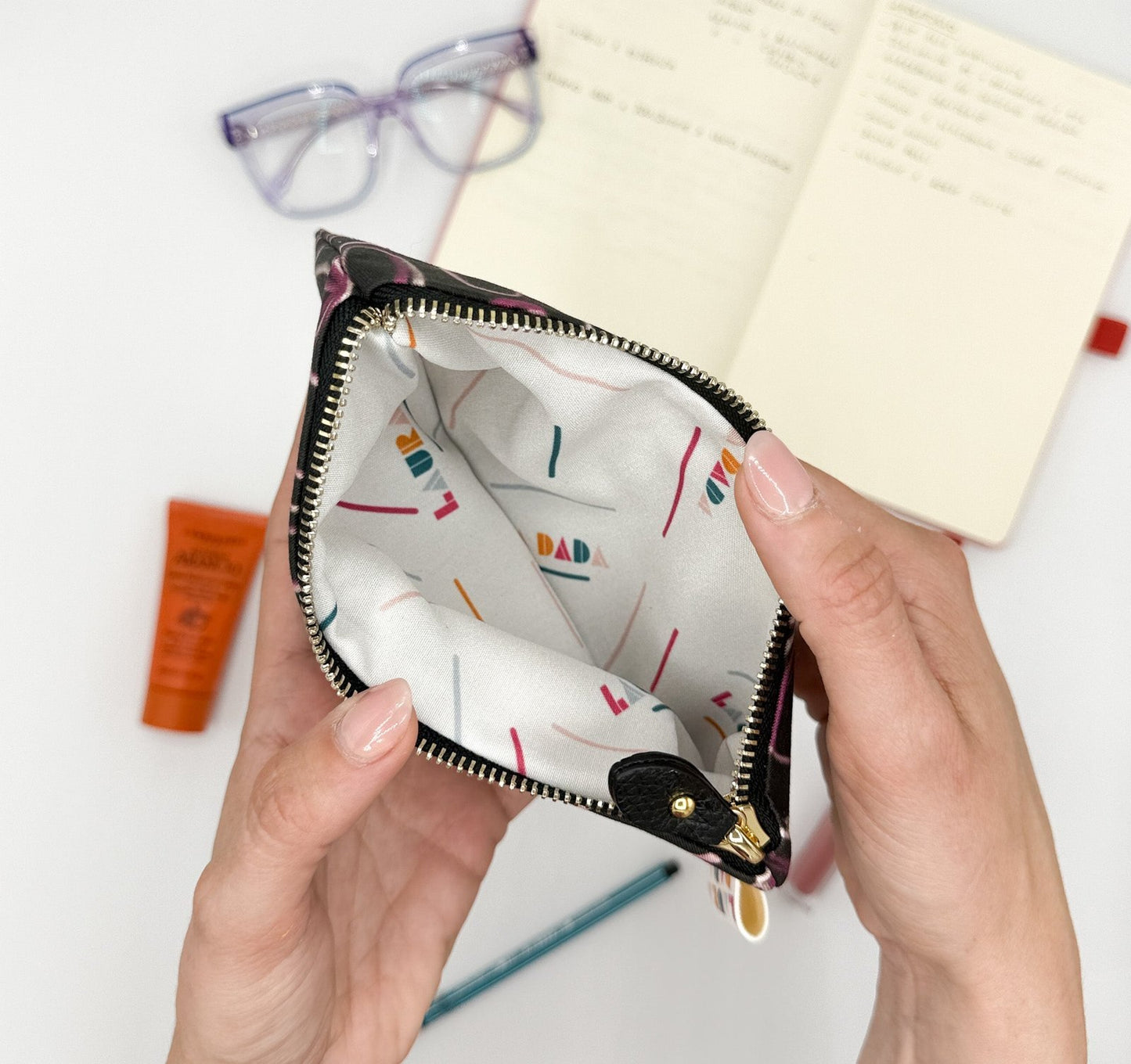 Pochette WONDER MINI con stampa Light bloom nero