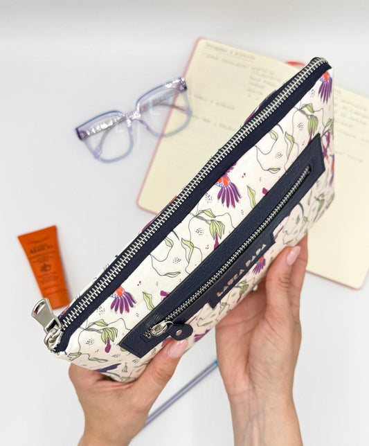 Pochette WONDER midi blu notte e stampa Colibrì