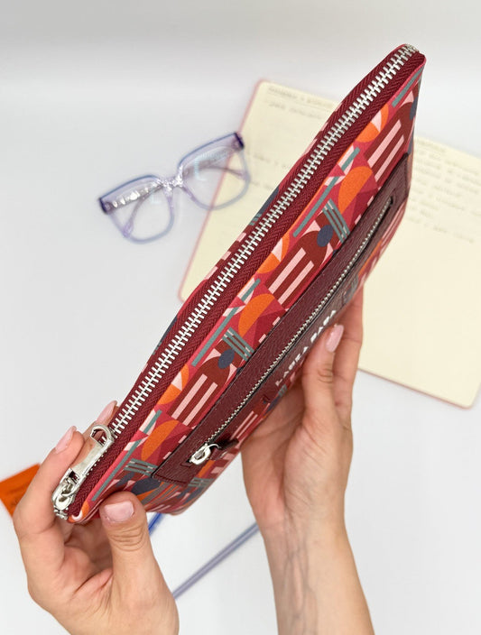 Pochette WONDER midi borgogna e stampa House of the Sun