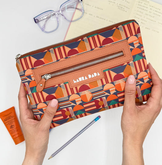 Pochette WONDER midi terracotta e stampa House of the Sun