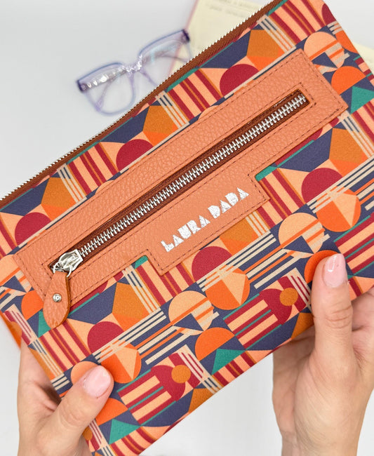 Pochette WONDER midi terracotta e stampa House of the Sun