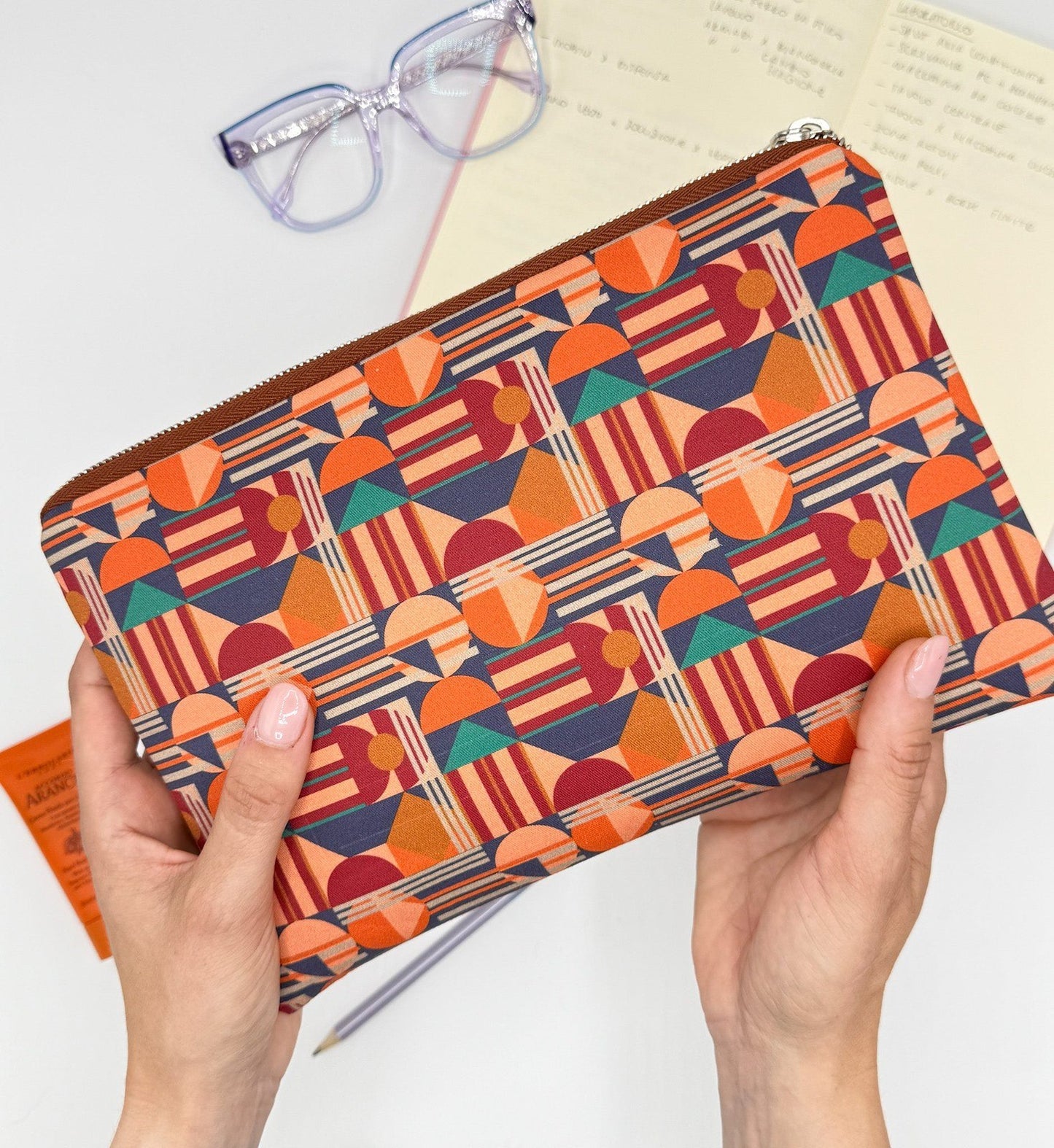 Pochette WONDER midi terracotta e stampa House of the Sun