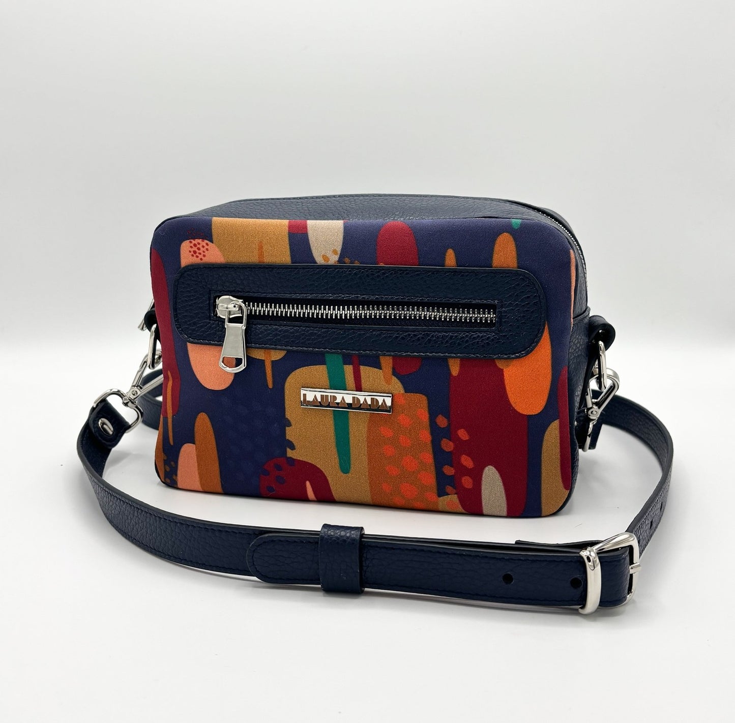 Tracolla Florence blu notte e stampa Riverside - su ordinazione