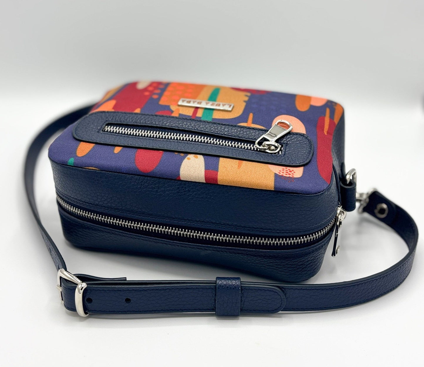 Tracolla Florence blu notte e stampa Riverside - su ordinazione