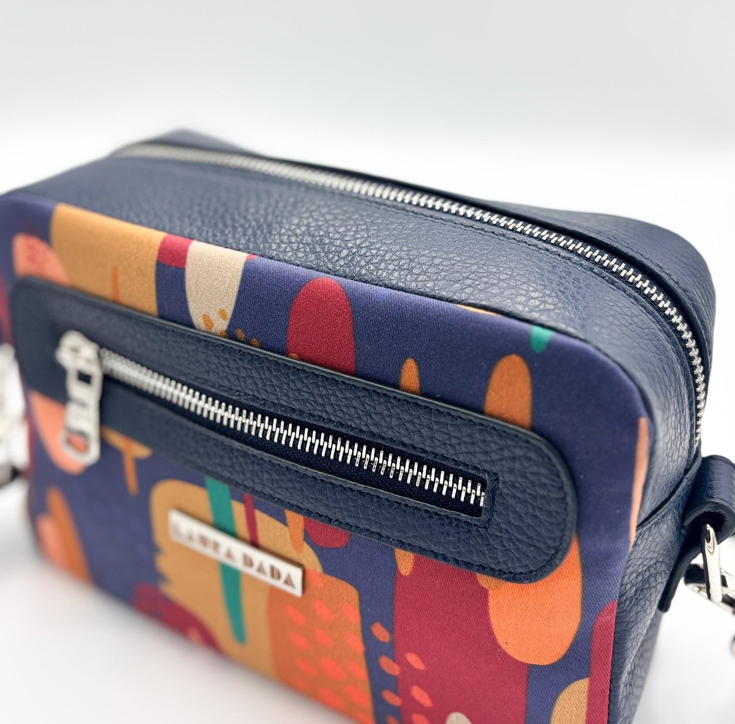 Tracolla Florence blu notte e stampa Riverside - su ordinazione