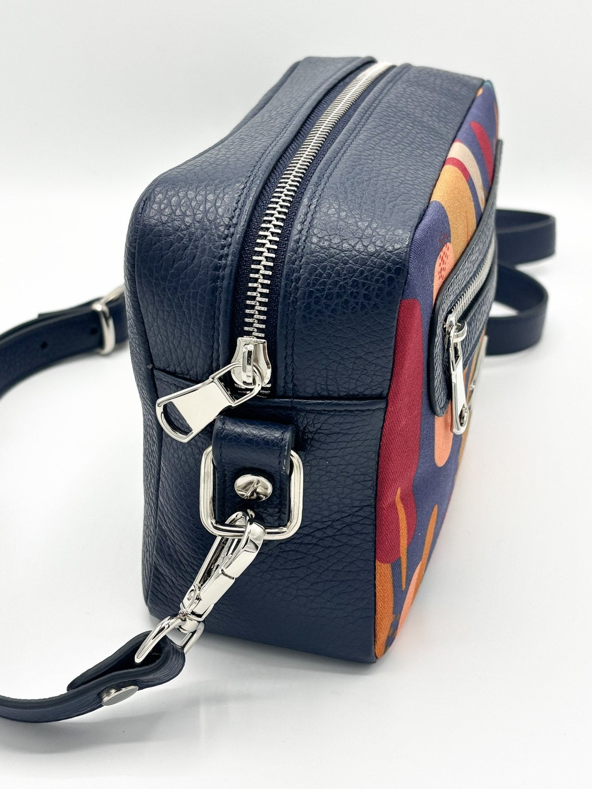 Tracolla Florence blu notte e stampa Riverside - su ordinazione