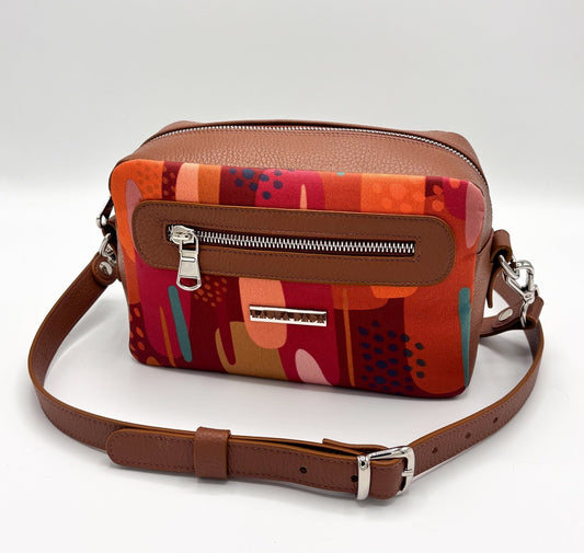 Tracolla Florence caramello e stampa Riverside