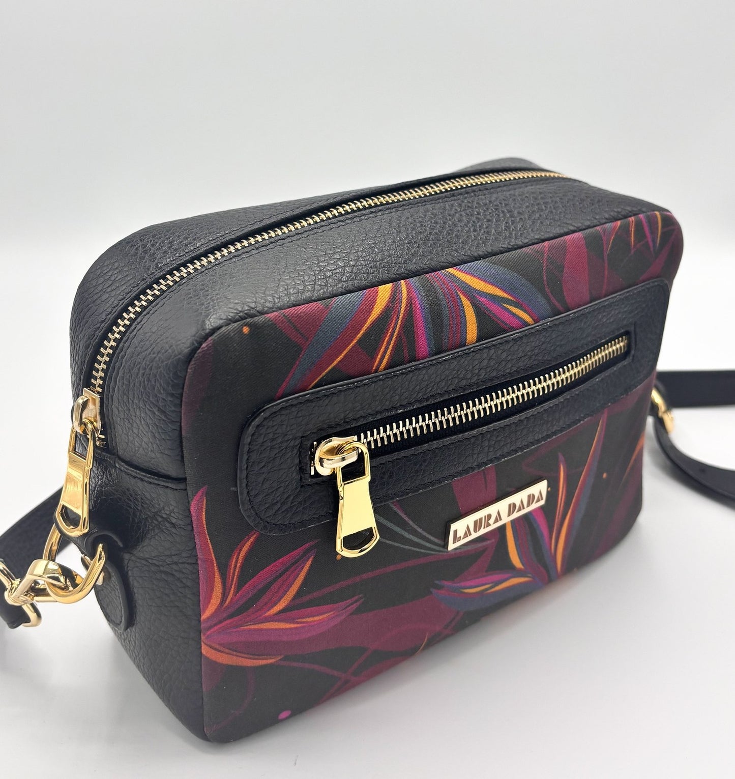 Tracolla Florence nera e stampa Sterlizie - su ordinazione