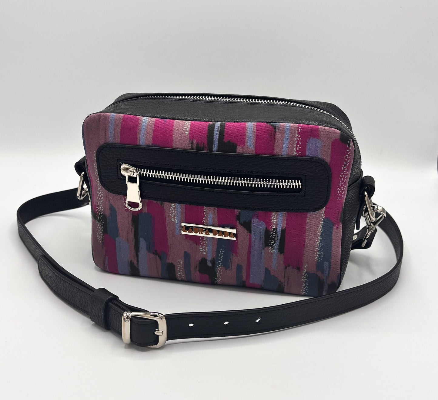 Tracolla Florence nera e stampa Brush