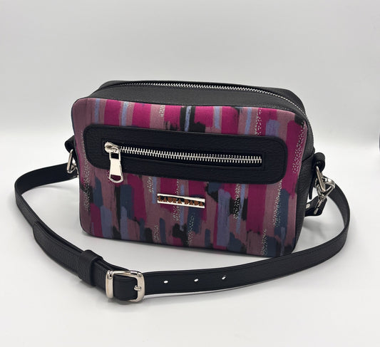 Tracolla Florence nera e stampa Brush