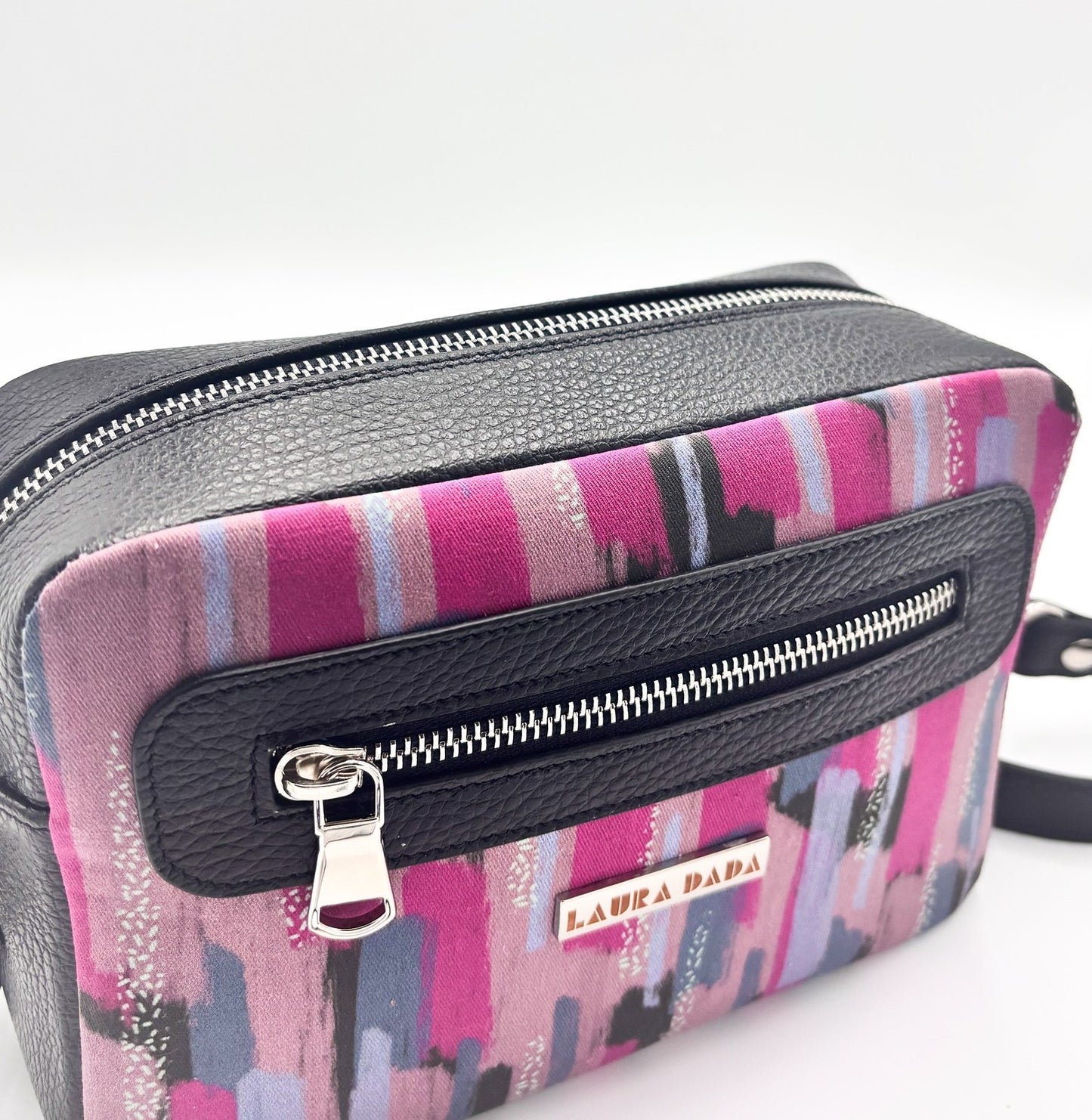 Tracolla Florence nera e stampa Brush