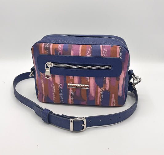 Tracolla Florence blu e stampa Brush