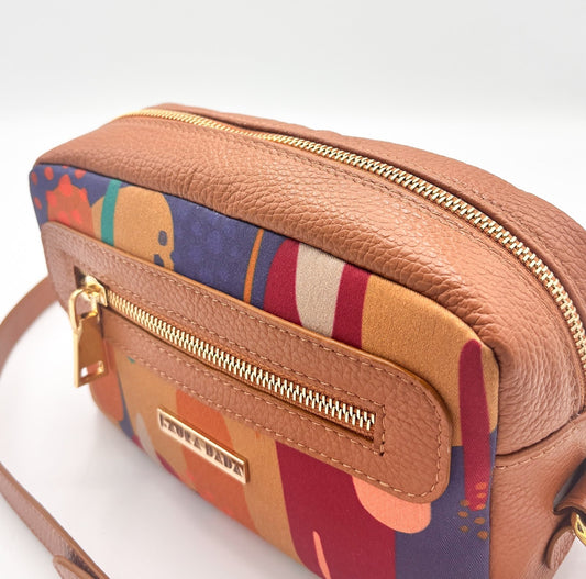 Tracolla Florence cuoio e stampa Riverside: prezzo speciale per piccolo difetto