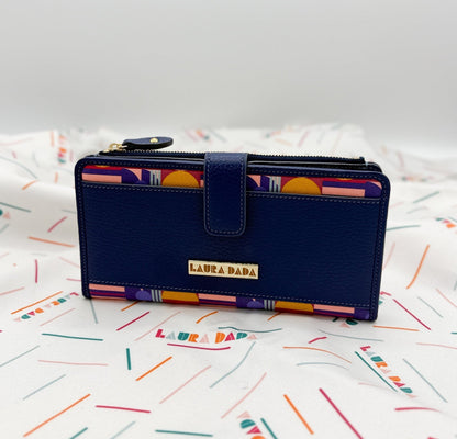 Portafoglio TILDA pelle blu gitano e stampa House of the Sun + Star Box ✨