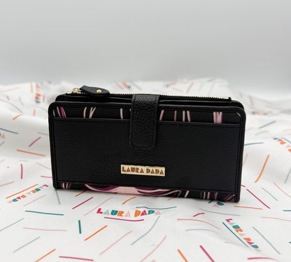 Portafoglio TILDA pelle nera e stampa Light Bloom + Star Box ✨