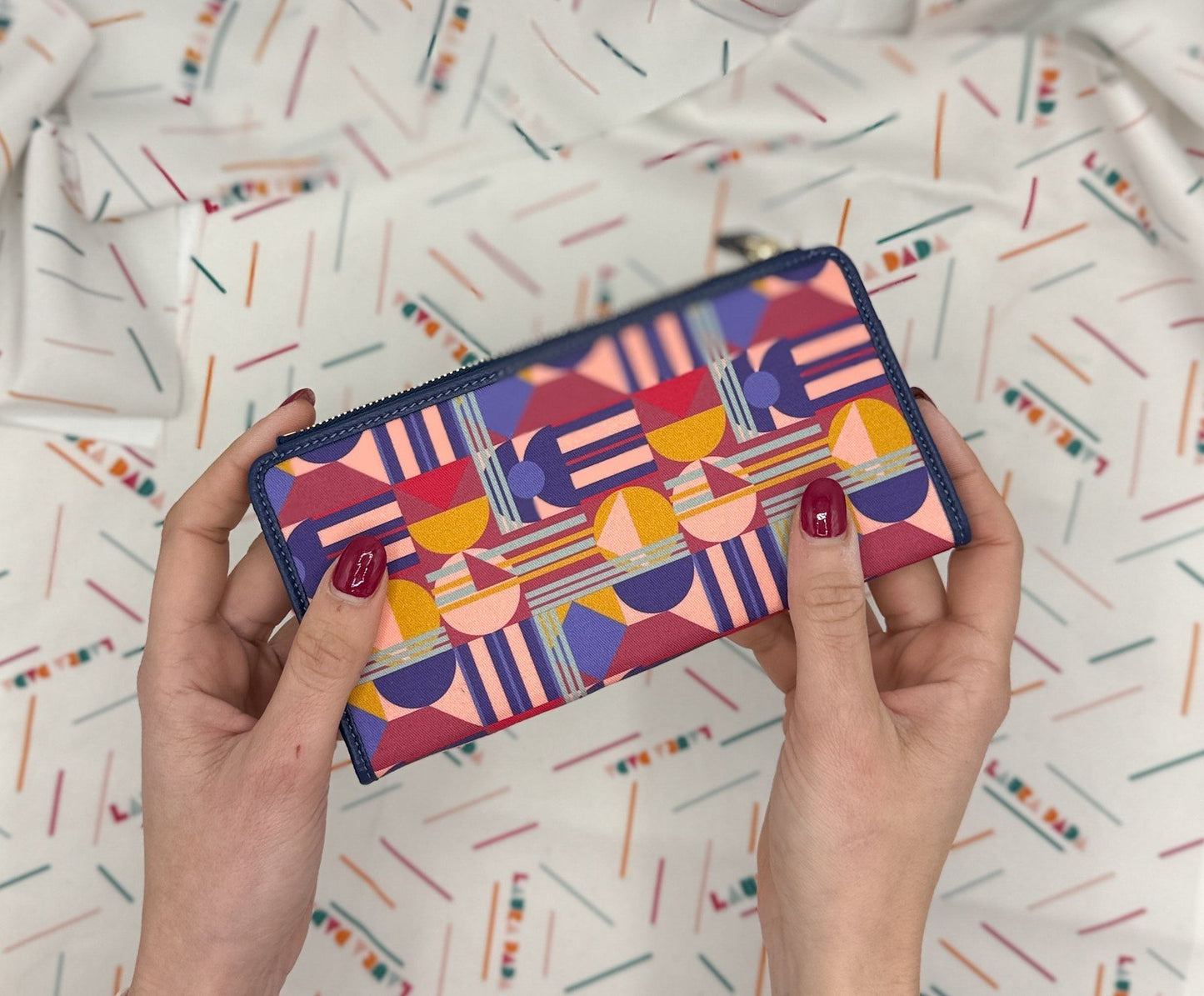 Portafoglio TILDA pelle blu gitano e stampa House of the Sun + Star Box ✨