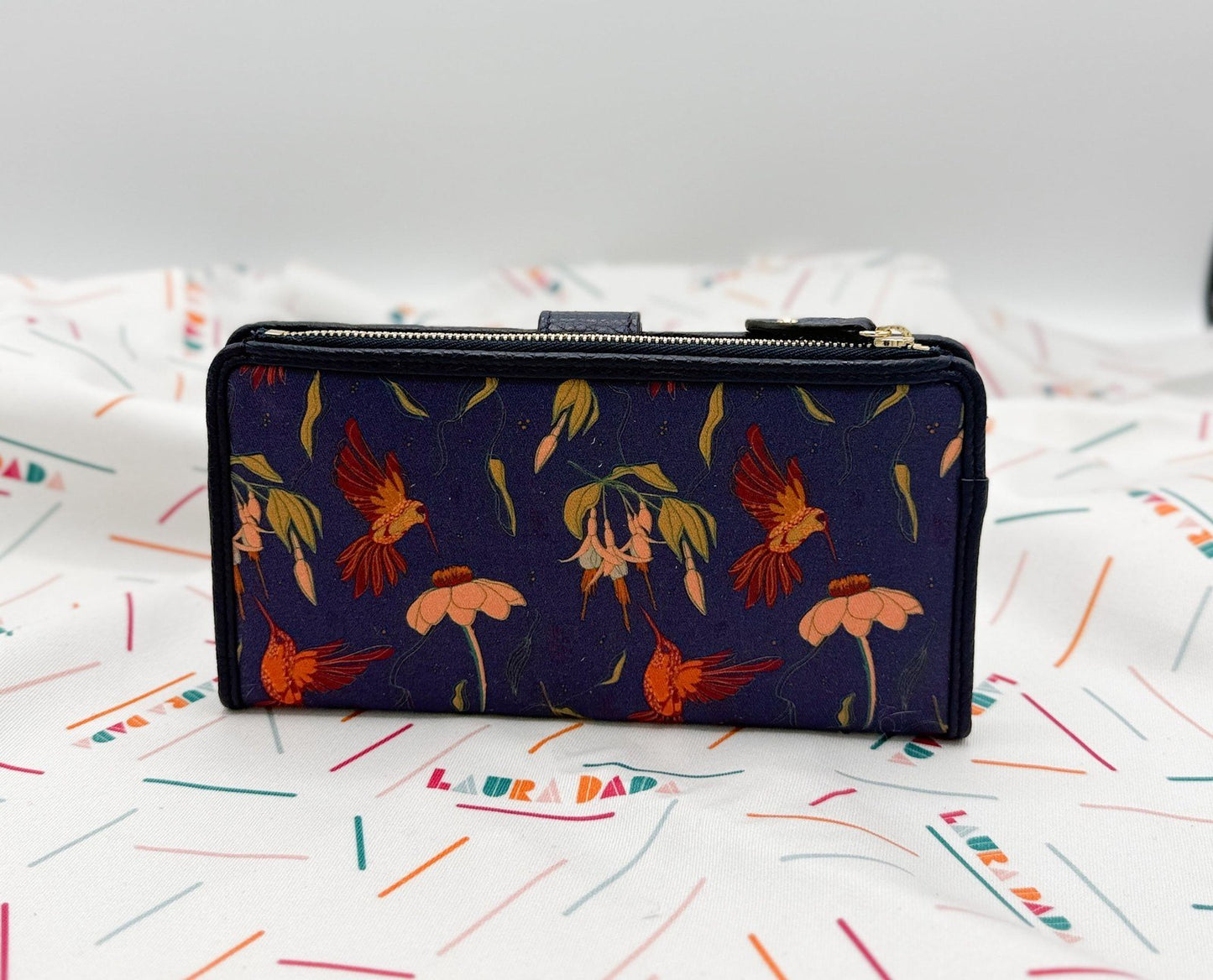 Portafoglio TILDA pelle blu notte e stampa Colibrì + Star Box ✨