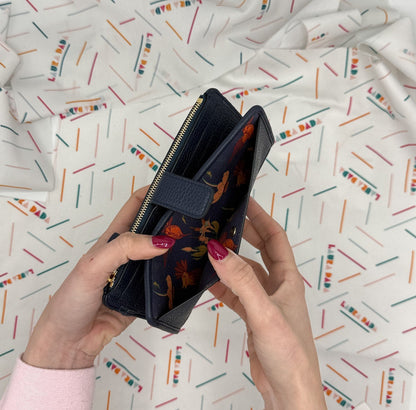 Portafoglio TILDA pelle blu notte e stampa Colibrì + Star Box ✨