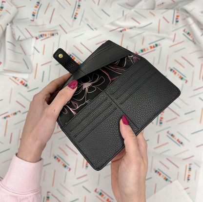 Portafoglio TILDA pelle nera e stampa Light Bloom + Star Box ✨