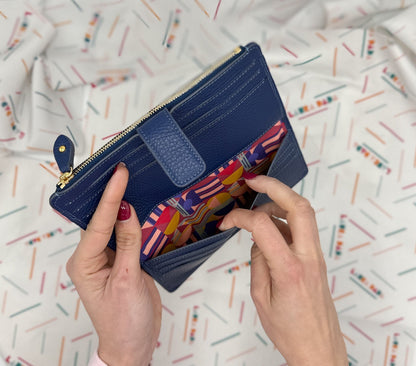 Portafoglio TILDA pelle blu gitano e stampa House of the Sun + Star Box ✨