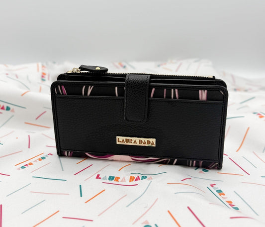 Portafoglio TILDA pelle nera e stampa Light Bloom + Star Box ✨