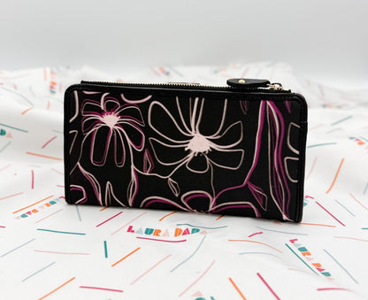 Portafoglio TILDA pelle nera e stampa Light Bloom + Star Box ✨