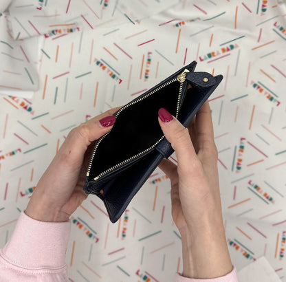 Portafoglio TILDA pelle blu notte e stampa Colibrì + Star Box ✨