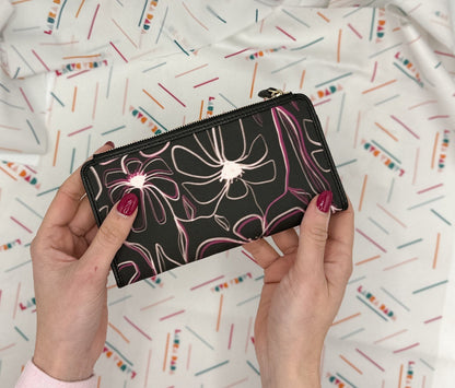 Portafoglio TILDA pelle nera e stampa Light Bloom + Star Box ✨