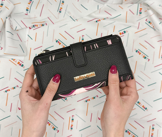 Portafoglio TILDA pelle nera e stampa Light Bloom + Star Box ✨