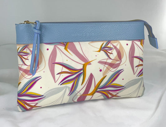 Pochette WONDER midi vera pelle artico e pattern STERLIZIE bianca