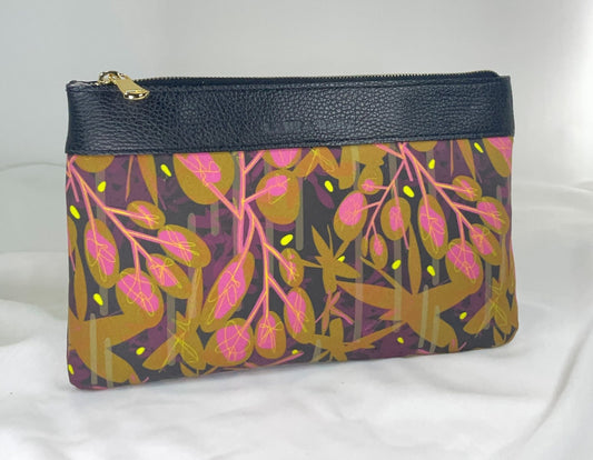 Pochette WONDER midi vera pelle nera e pattern NANOUK nero