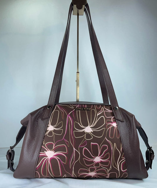 BOTERO vera pelle caffè e stampa Light Bloom