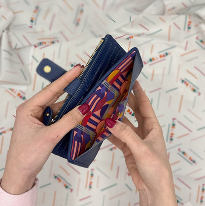 Portafoglio TILDA pelle blu gitano e stampa House of the Sun + Star Box ✨