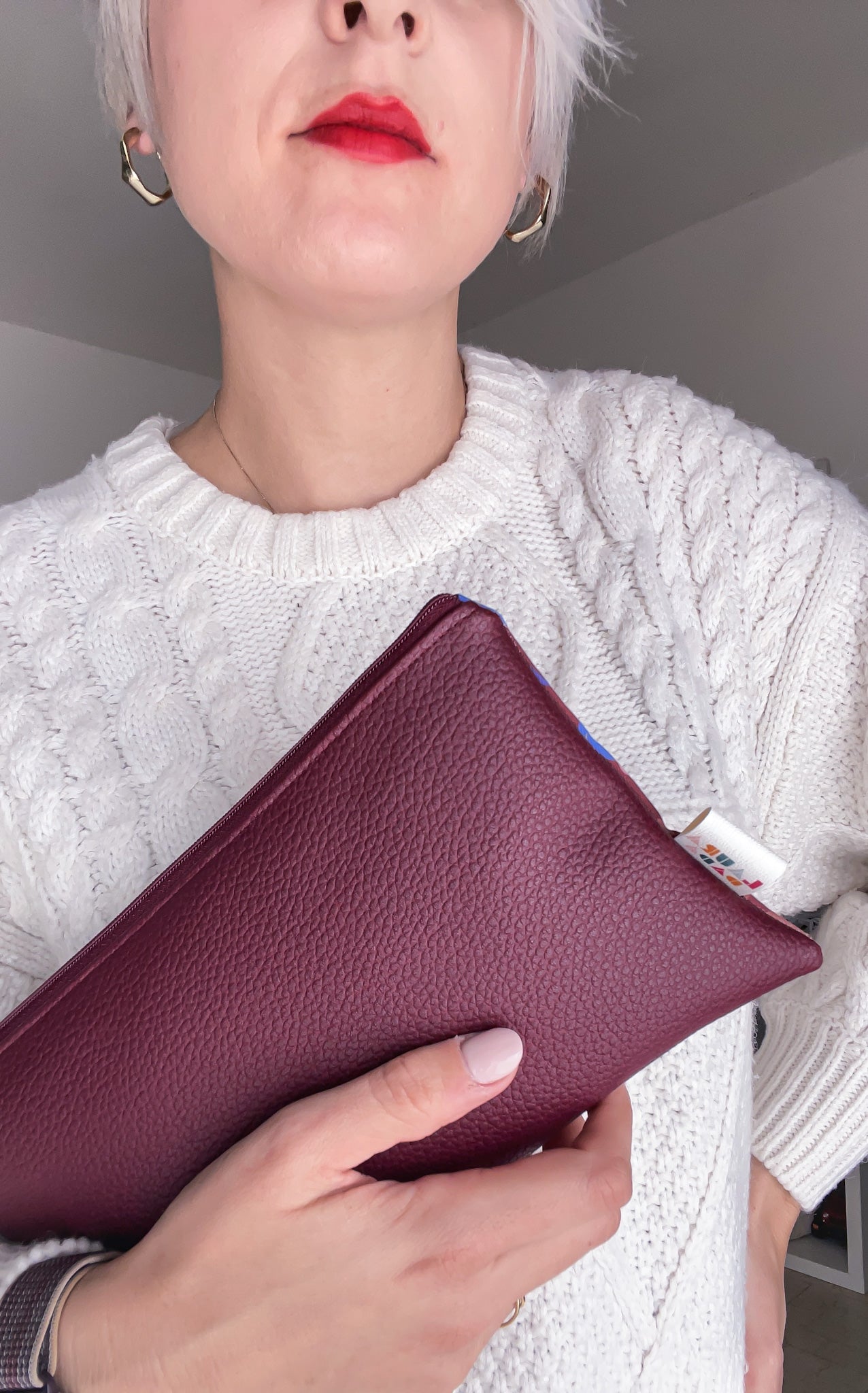 Pochette WONDER midi, pattern FLOWER POWER vinaccia