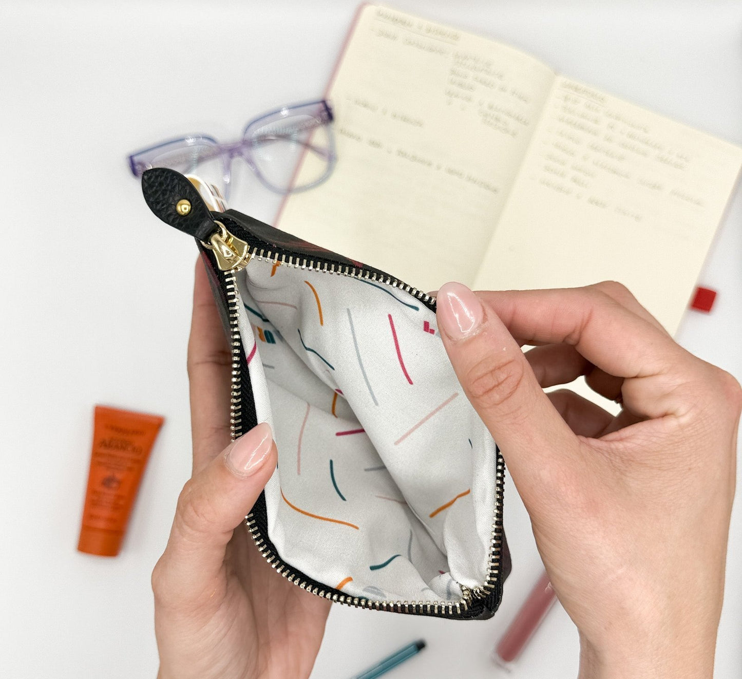 Pochette WONDER MINI con stampa Colibrì nera